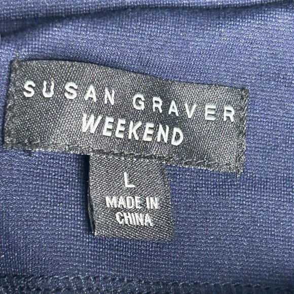 Susan Graver Weekend Vest Womens Large Navy Quilted Velvet Full Zip Mock Neck - Picture 4 of 10